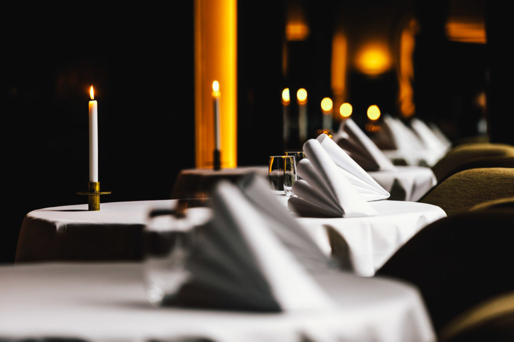 Tables in 2 star Michelin restaurant Vinkeles, in luxury boutique hotel Royal Gate Resort.